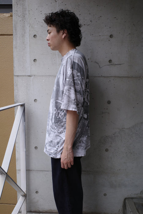 biker photo allover pattern tee
