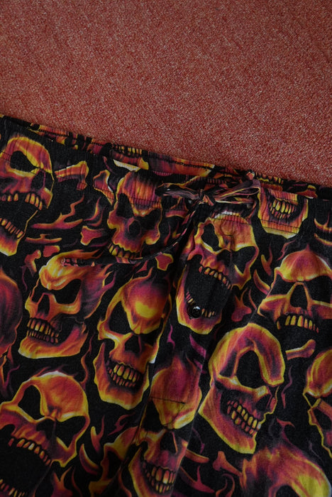 TATTOO ROUNGE fire skull pajama pants