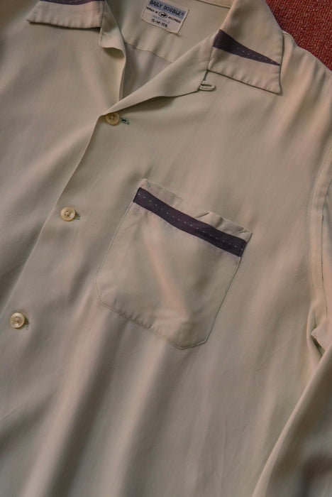 60s DAILY DOUBLE hand stitch 2tone rayon shirt