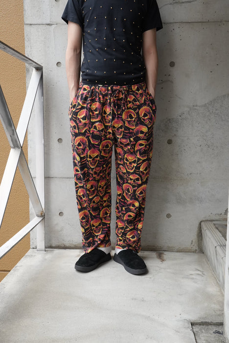 TATTOO ROUNGE fire skull pajama pants
