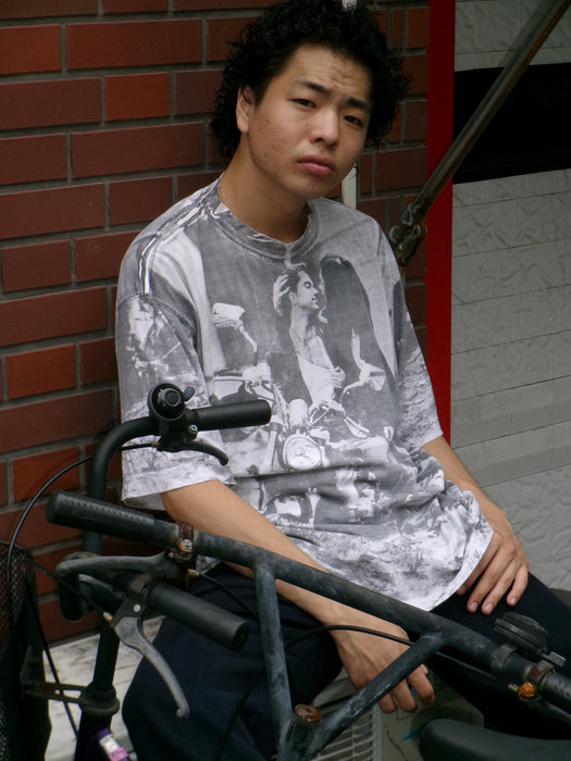 biker photo allover pattern tee