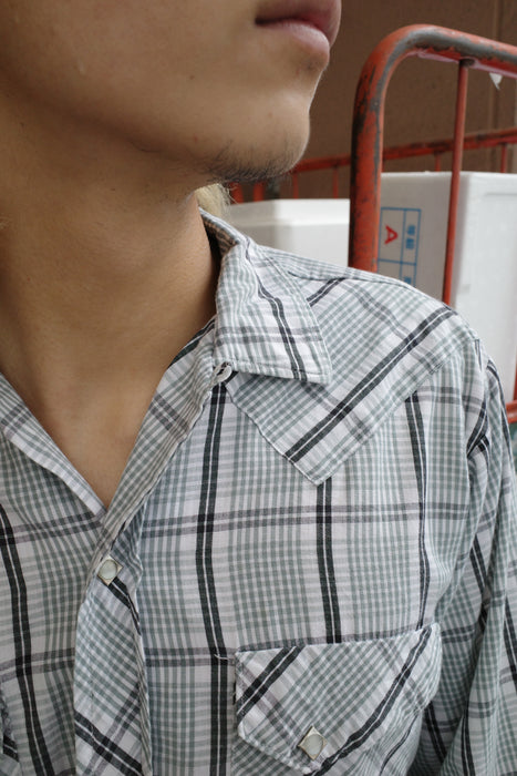 60s Fleatline cotton check western shirt