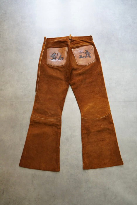 60s handmade western leather pants