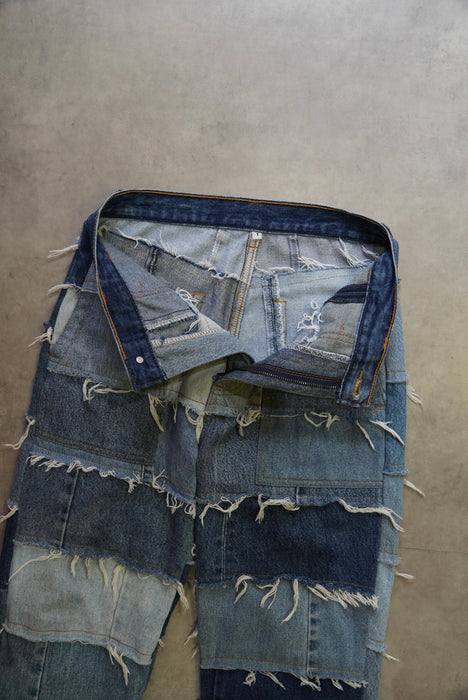 remake patchwork denim pants