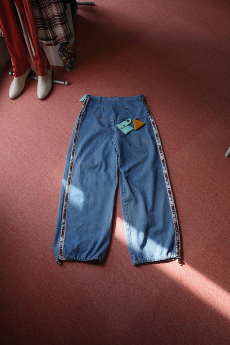 90s FUBU gimmick denim with leather goods